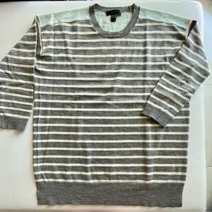 J Crew grey and Mint Green so soft Striped Sweater
